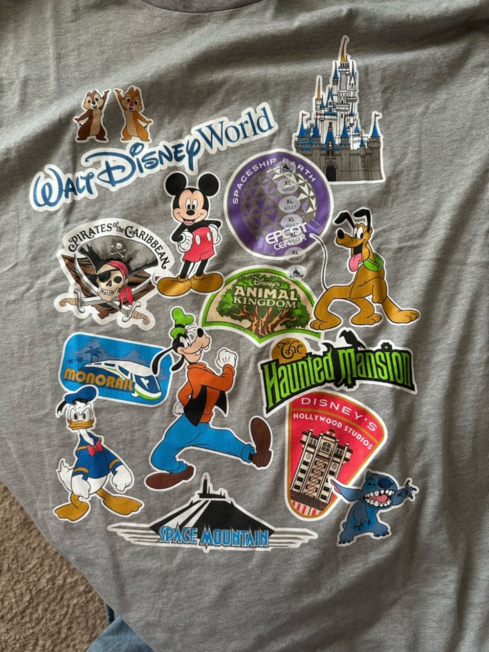 NWT Disney Gray Sticker-Style Park Logo T‑Shirt